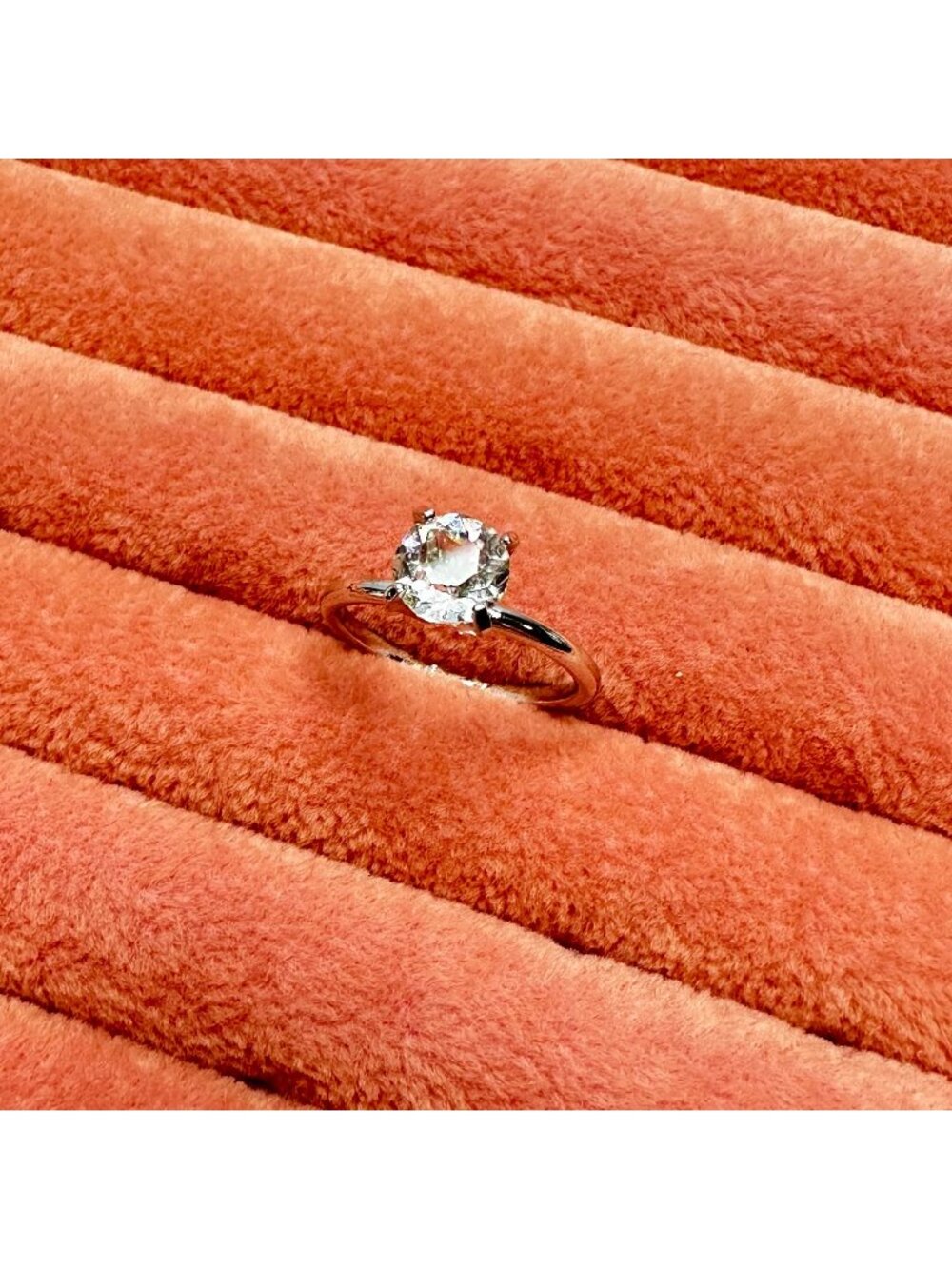 Classic Round Brilliant Solitaire Ring Silver Tone Faux Diamond Minimalist Sz 7